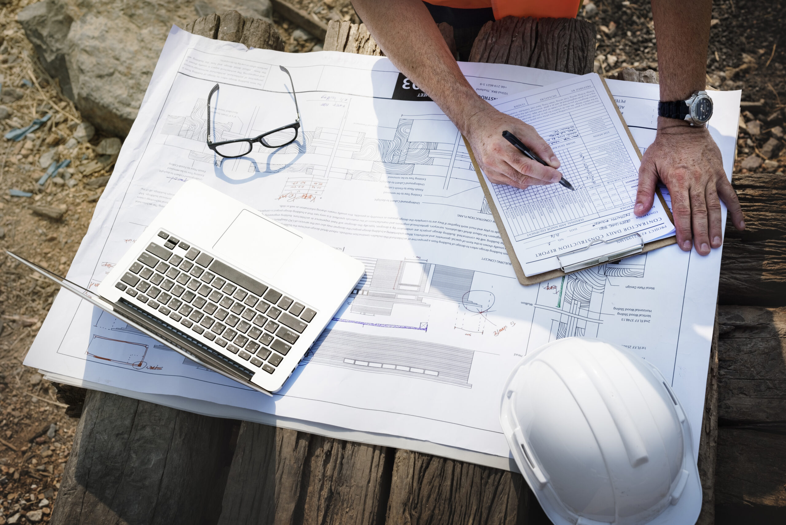 Site engineer on a construction site